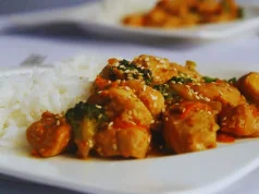 Peru teriyaki com arroz de jasmim